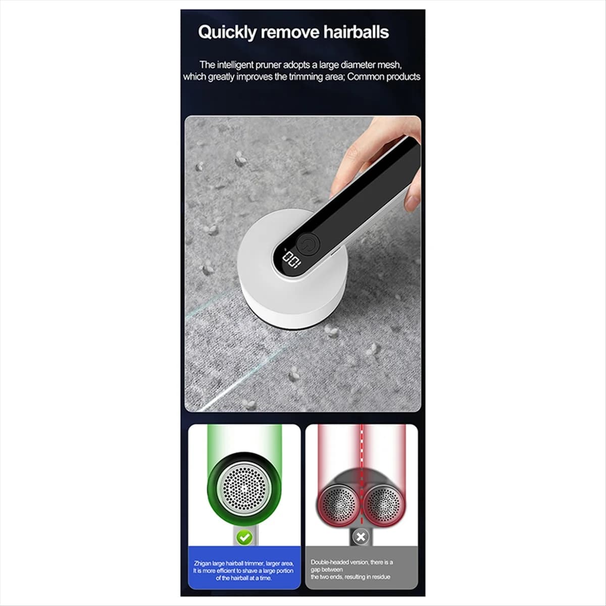 A56K Epilatore elettrico ricaricabile Display digitale Rasoio per tessuti Maglione domestico Trimmer per depilazione