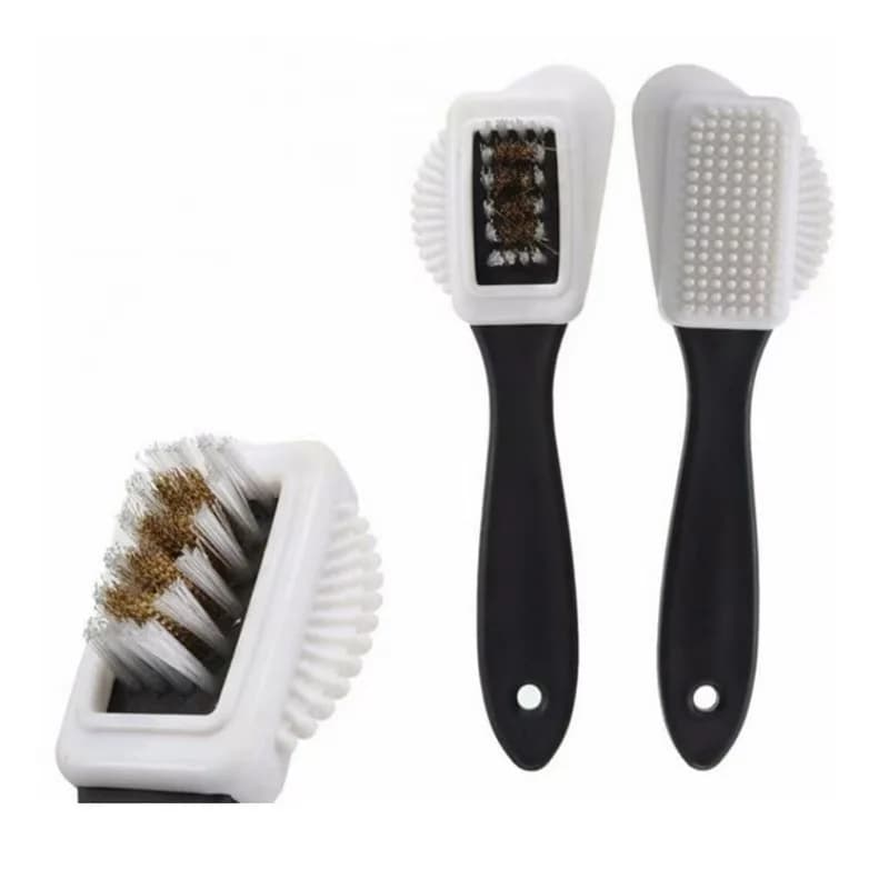 3-in-1 Suede Shoe Cleaning Brush with Brass Bristles, S-shaped Nubuck Scrubber for UGG Boots, Sneakers & Matte Leather Care