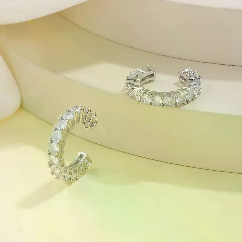 2Pcs Full Rhinestone Zircon Ear Cuff Ear Clip For Women No Pierced C Shape Earcuff Ear Wrap Earcuff Clips Jewelry Gifts