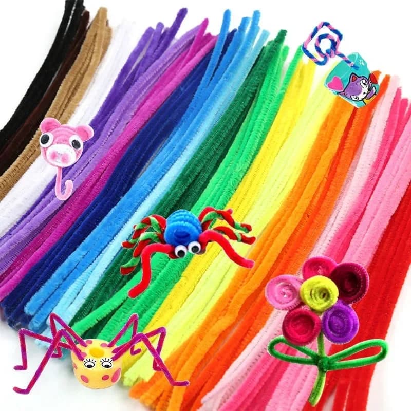 100/200/300PCS Steli di ciniglia colorati FAI DA TE Wired Twist Stick Striscia di capelli Bambini Giocattoli educativi fatti a mano