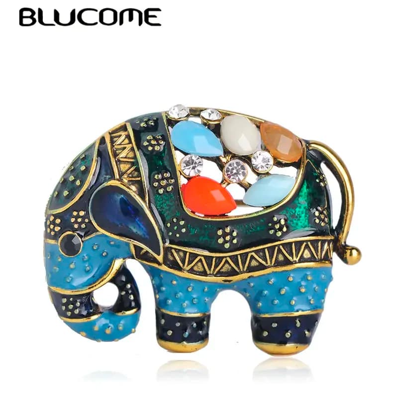 BLUCOMEBLUCOMEBlucome Thailand Elephant Shape Brooch Colorful Enamel Resin Brooches Pins For Women Kids Scarf Clothes Hat Access