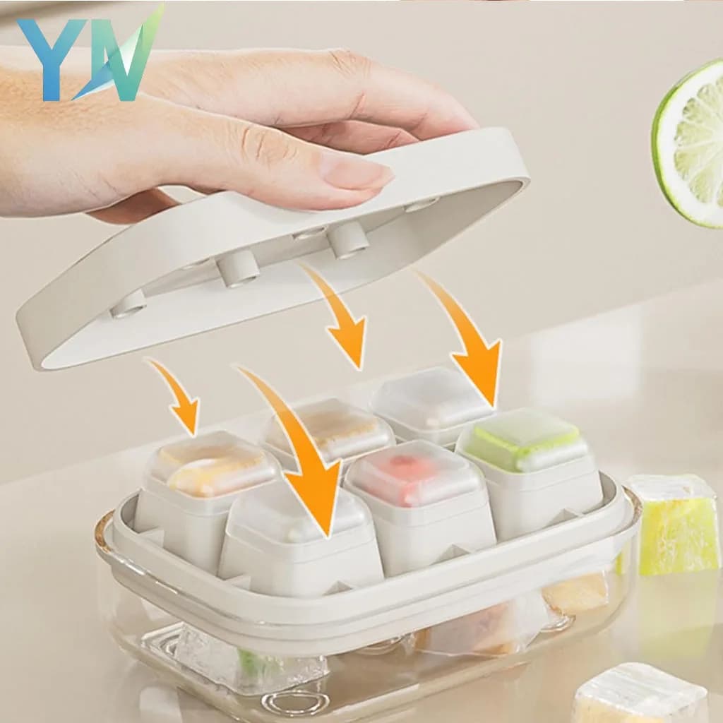Stampo per cubetti di ghiaccio a pressione da 1/4/8 pezzi, in silicone e plastica, facile da usare, per congelatore domestico e conservazione in cucina