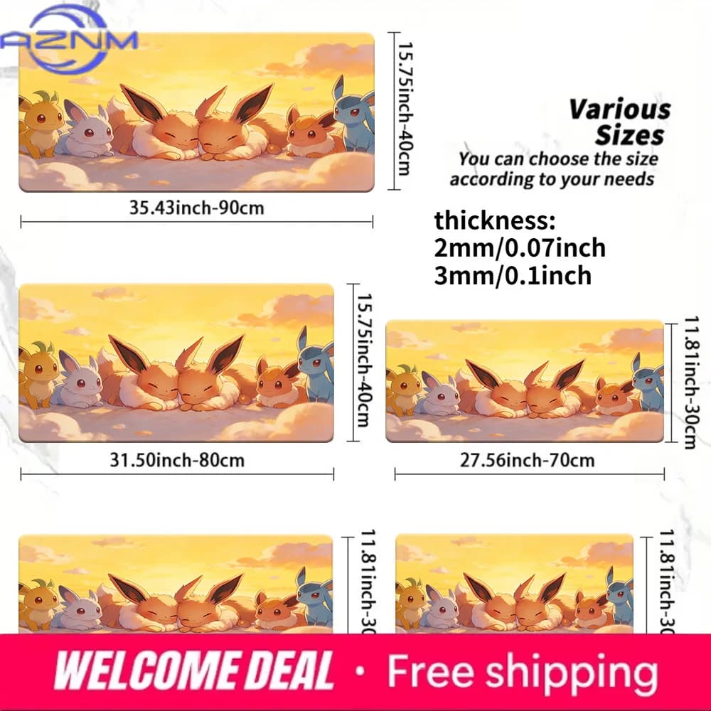 Tappetino da gioco Sleepy Eeveelutions Sunset TCG, tappetino lavabile antiscivolo