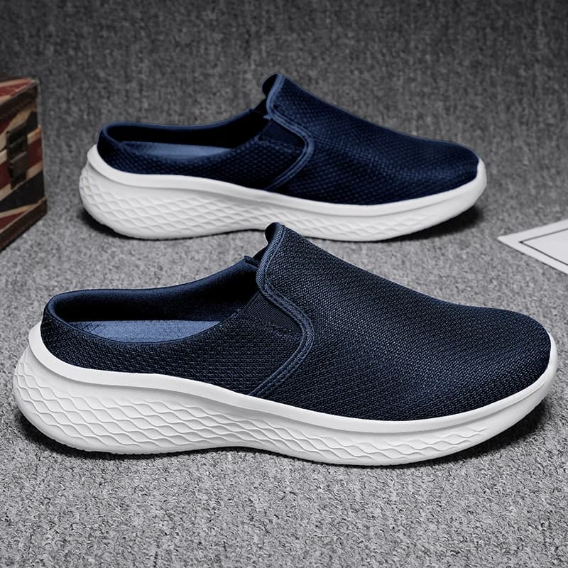 Mesh Open Back Casual Shoes Half Shoes for Men Mules Platform Closed-toe Loafers Slippers Summer Slides Sandal Slip On Flats