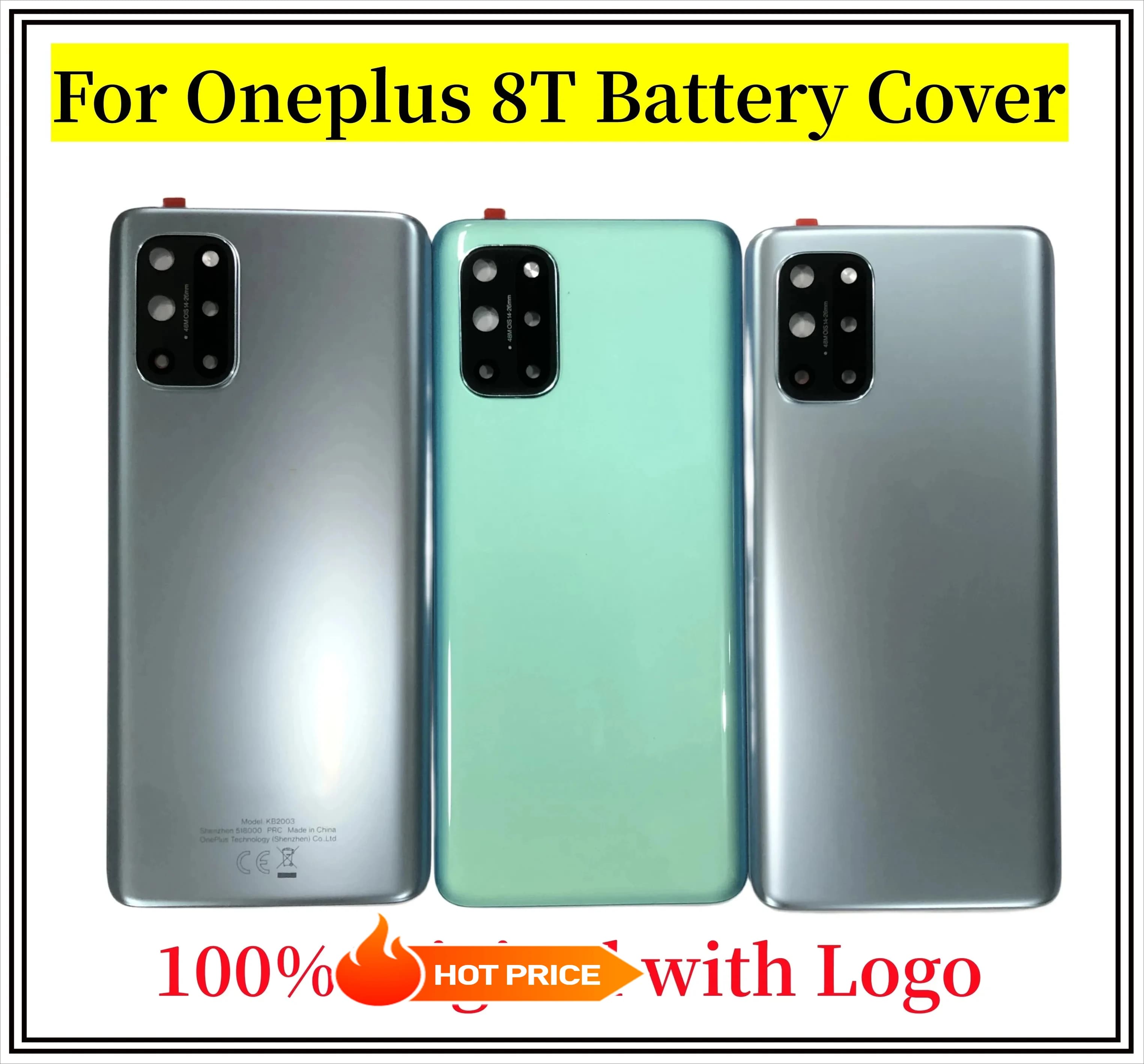Vetro originale per OnePlus 8T + 5G coperchio posteriore batteria porta posteriore alloggiamento pannello custodia di ricambio per One Plus 1 + 8T 8 T obiettivo fotocamera