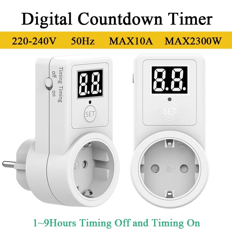 Timer Digitale con Conto alla Rovescia, Presa EU, Interruttore Intelligente Plug-in, Spegnimento Automatico, Dispositivo Elettronico, Strumento di Temporizzazione Intelligente
