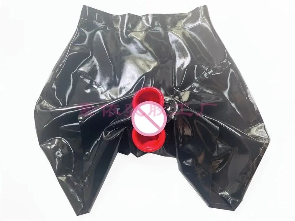Women latex panty with vagina sheath back sheath high waist latex underwear 0.4