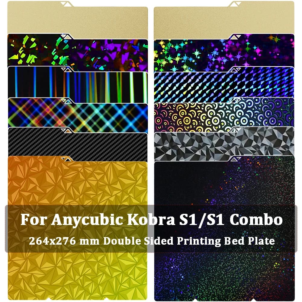 For Anycubic Kobra S1 Plate Pei Cover 264x276mm Structured Kobra S1 Combo Construction Plate Double Sided Peo Pet Pey Kobra S1C Bed