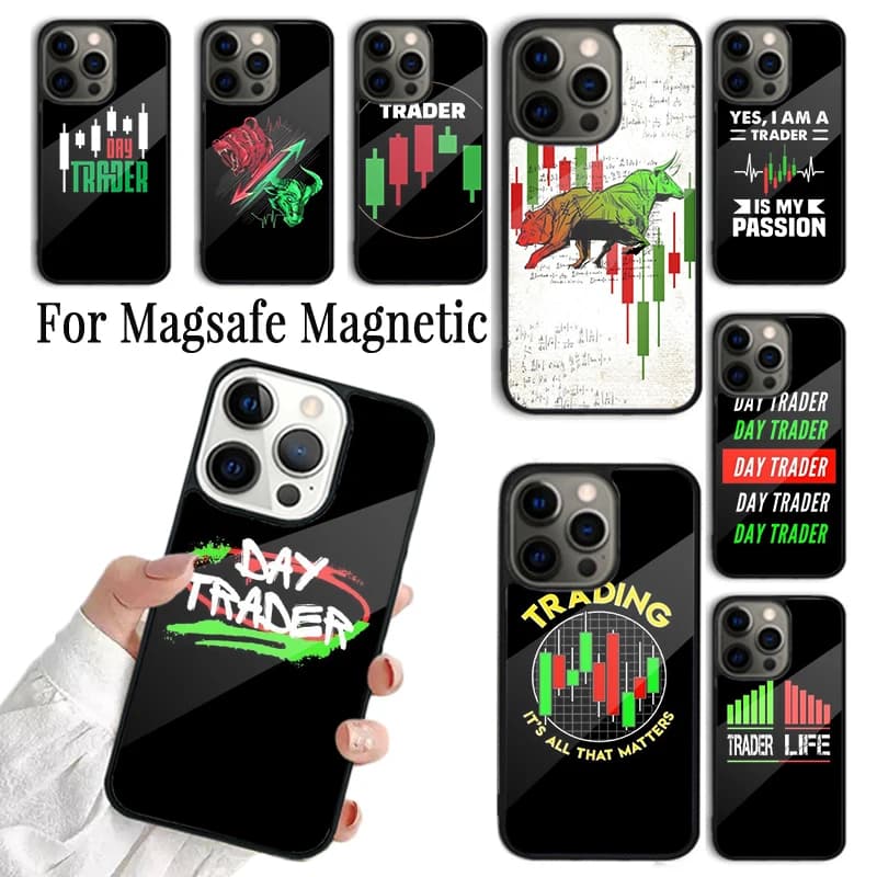 Cover per iPhone 17 16 15 14 13 12 11 Pro Max Plus con design Day Trading Day Trader, magnetica per Magsafe