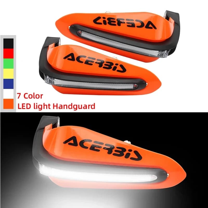 Paramani a luce LED per la maggior parte del manubrio ATV Dirt Bike da 15 mm di diametro e altri modelli Paramani per moto con protezione anticaduta