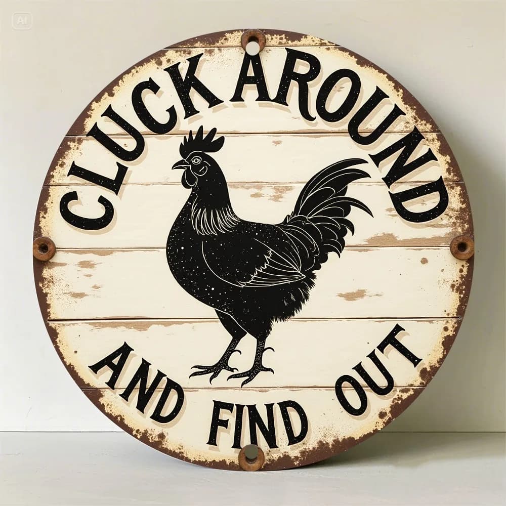 Non-clock Round Flat Wall Sign 2D Flat 8 Inch No Light Printed Ornament Suitable For Indoor Garden Bar Bedroom Office