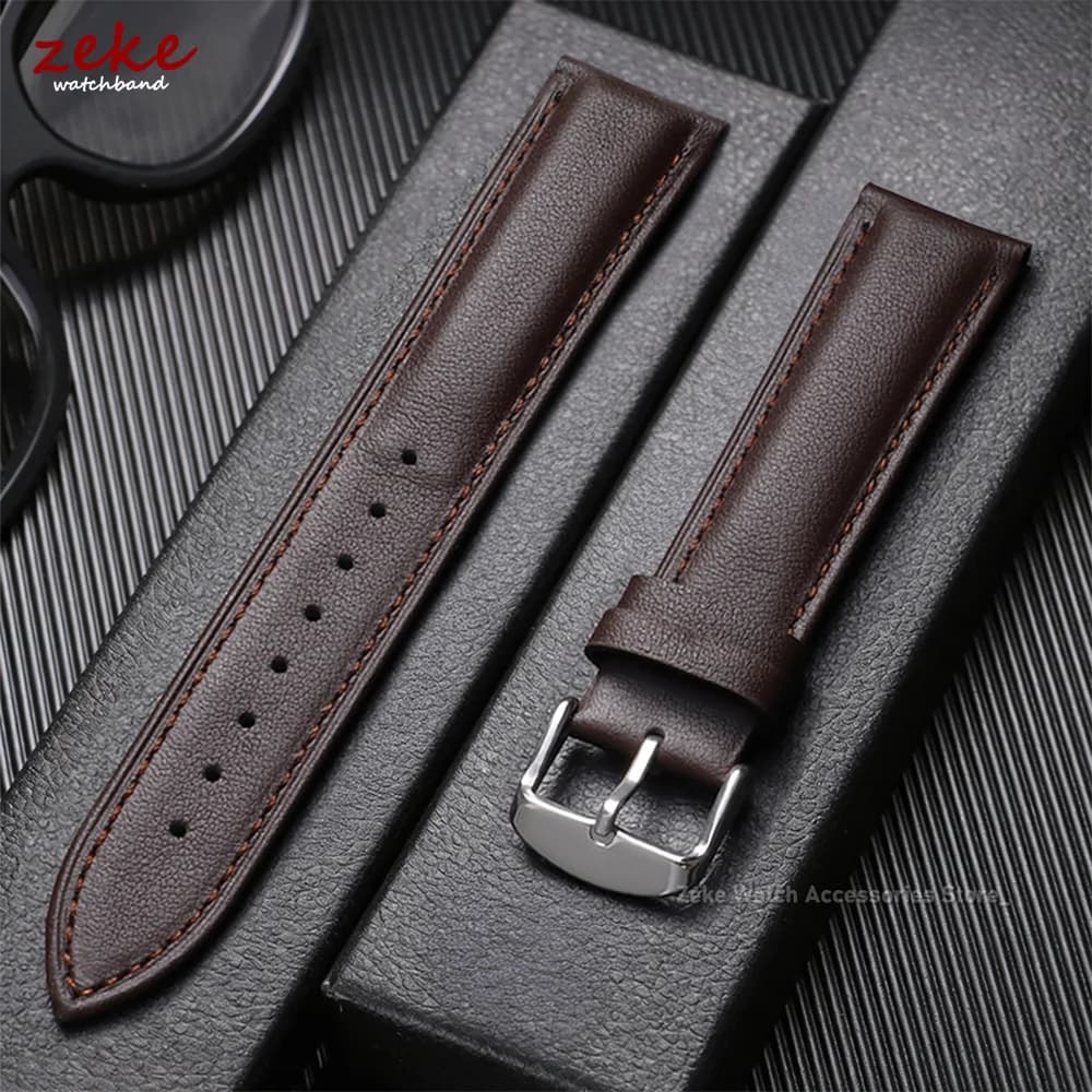 12/13/14/15/16/17/18/19/20/21/22/23/24mm Calfskin Leather Watch Band Black Brown Straps Men Women Universal Smartwatch Bracelets
