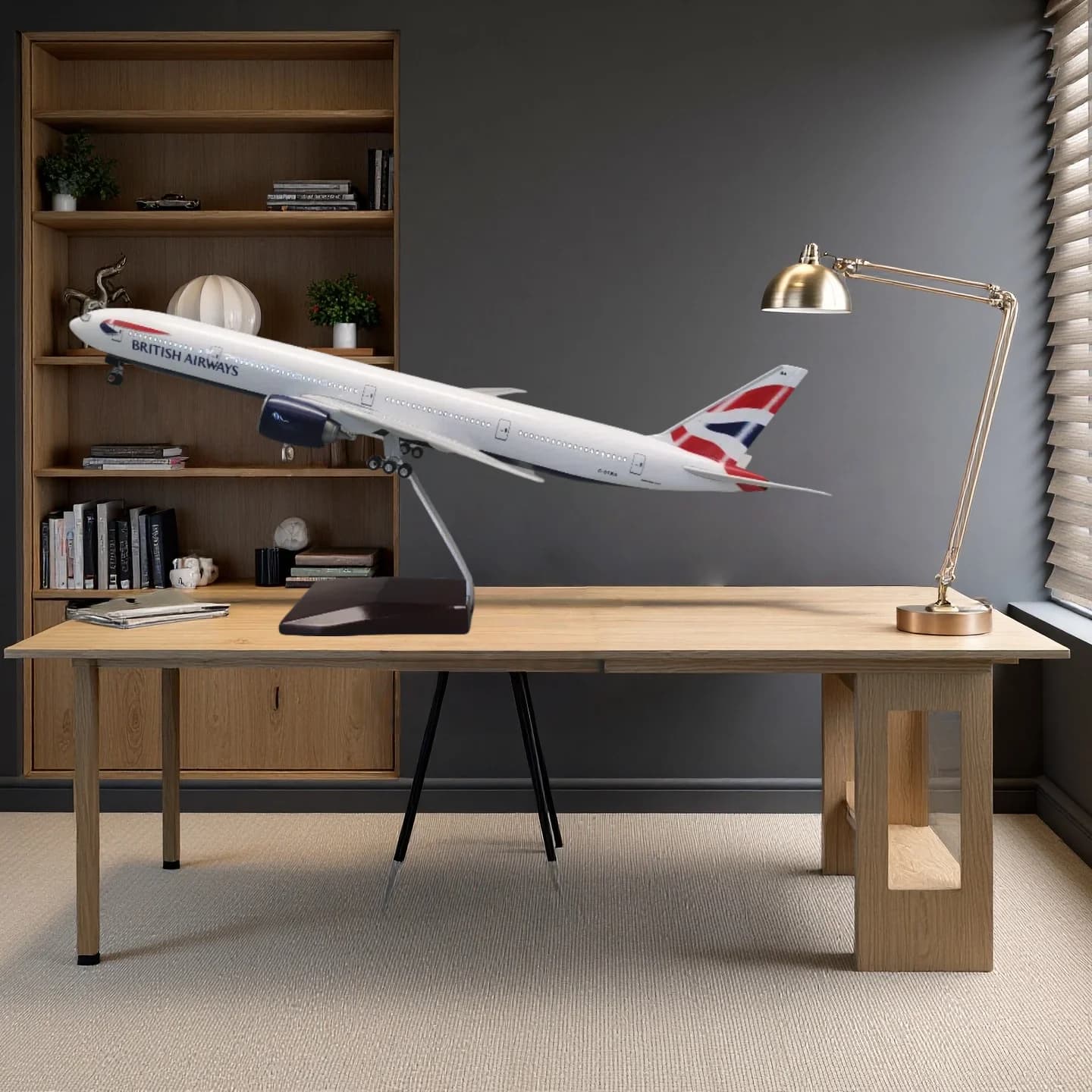 47 cm aereo pressofuso 777 British Airways modello di aereo con luce e ruota modello in scala di resina giocattoli ragazzo raccolto regalo di Aviat