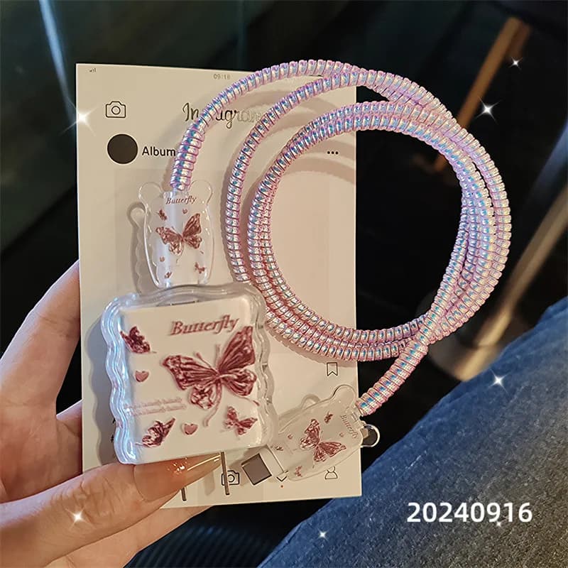 Butterfly Charger Protective Case Cable Protector For iPhone 18W/20W Anti-break Charger Protective Rope Management Cord Winder