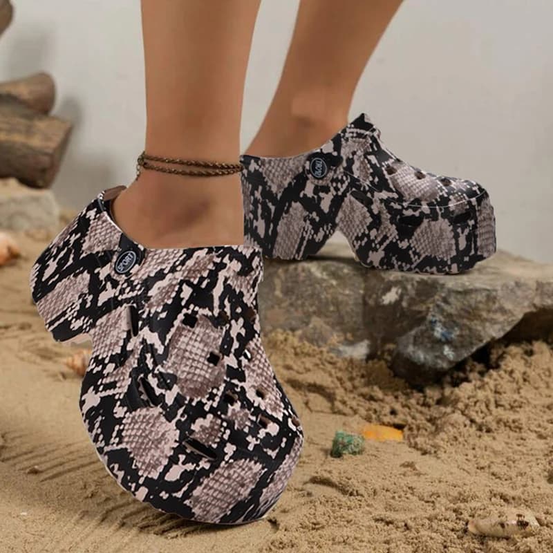Zoccoli con plateau leopardati per donna sandali con tacco alto e punta chiusa donna New Summer Street Beach Slides pantofole moda per ragazze
