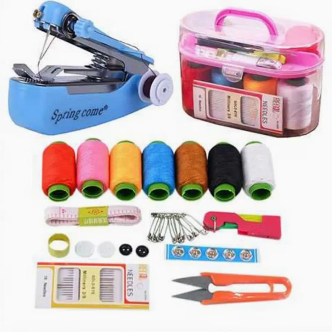 Macchina da Cucire Portatile Senza Fili, Custodia in PP Ideale per Viaggi, Set di 46 Utensili da Cucito, Perfetta per Riparazioni Domestiche Quotidiane