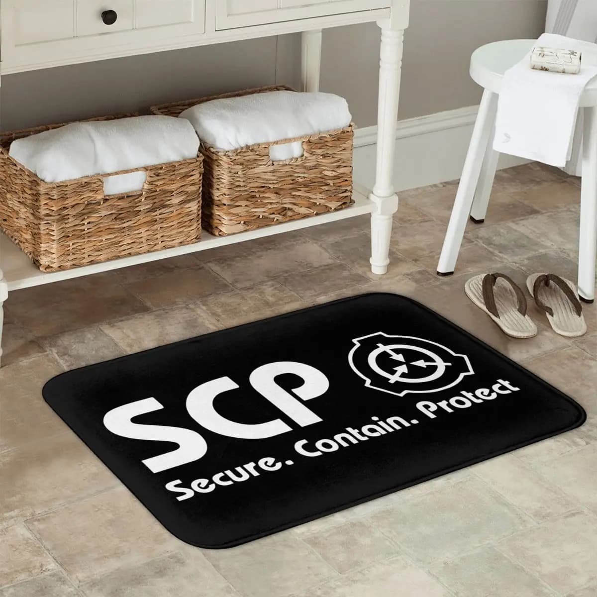 Scp Foundation Logo Zerbino Cucina Ingresso Tappetino per la casa Tappeto antiscivolo per tappetini per soggiorno