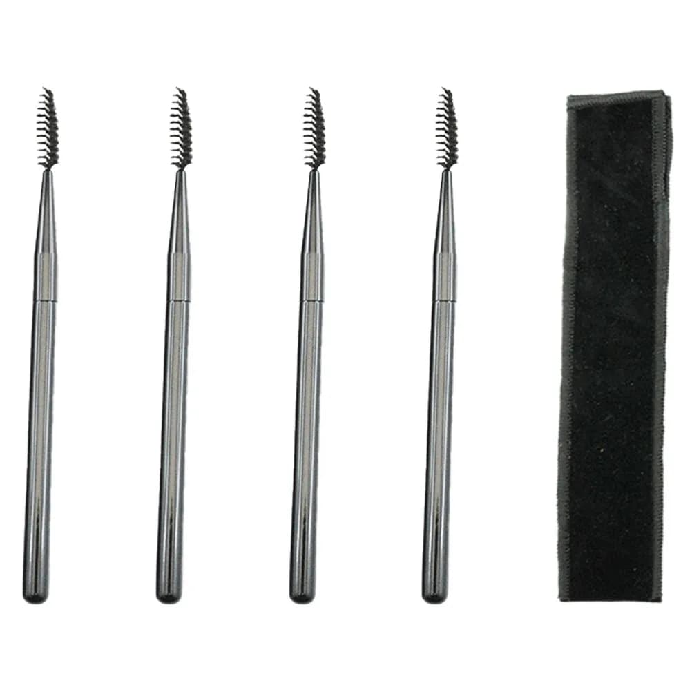 Set di 4 Spazzole Professionali per Ciglia, Pettine per Extension Ciglia, Pennello per Sopracciglia, Bacchetta per Mascara, Leggero e Portatile