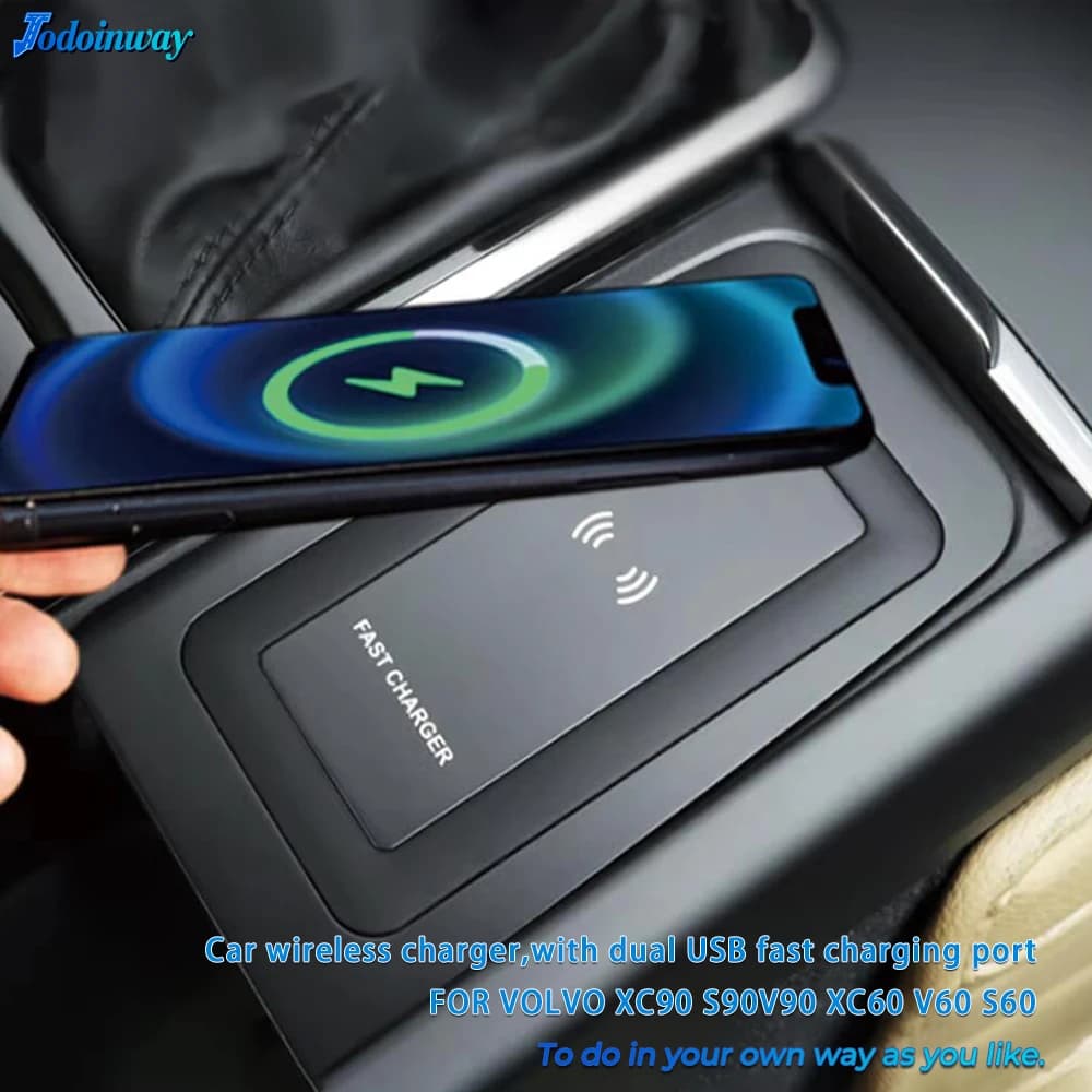 Central console wireless charger for Volvo xc60 xc90 s90 v90cc s60 v60cc mobile phone support charging interior car accessories