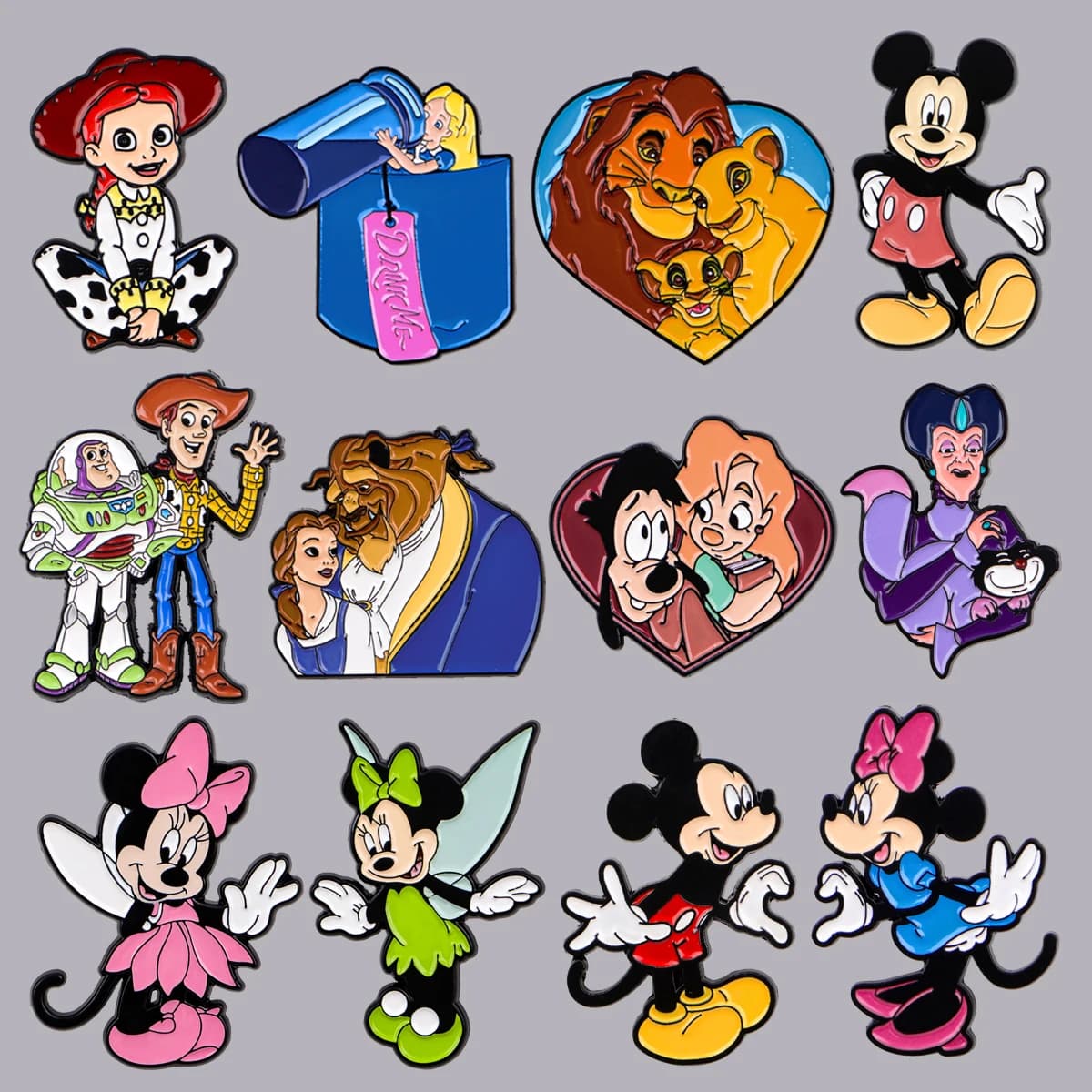 Cartoon Movie Lions Enamel Pin Cute Mouse Couple Lapel Pin Badge Pins Hats Clothes Backpacks Jewelry Accessories Friends Gift