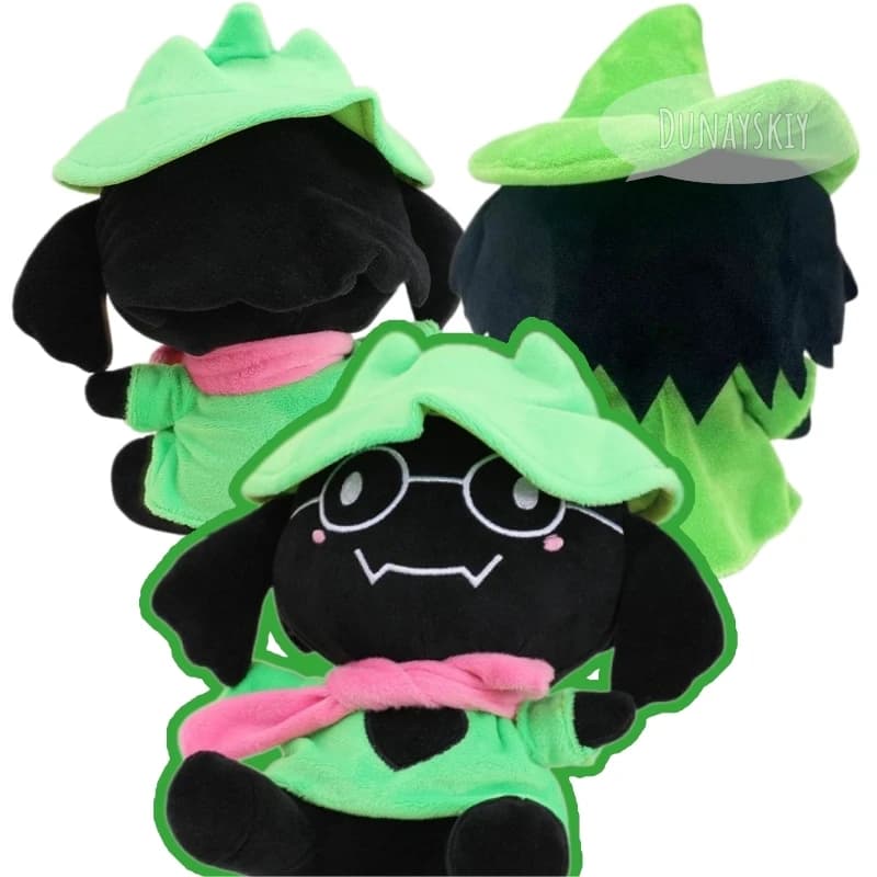 Deltarune Jevil Ralsei Sitting Standing Plush Set Ralsei Green Witch Hat Pink Scarf Plush Jevil Jester Clown Stuffed Halloween