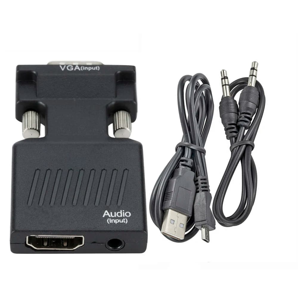 Converter Adapter compatible with HD 1080P VGA to HDMI with Audio for Laptop to HDTV projector compatible with VGA