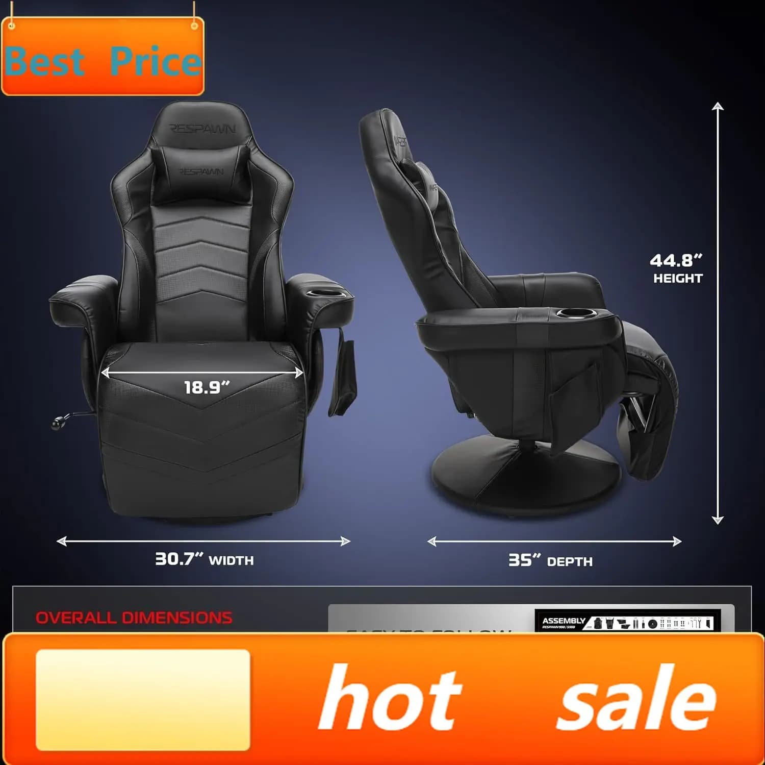 Poltrona da Gaming Ergonomica 900 con Poggiapiedi e Supporto Lombare - Sedia da Gaming Confortevole con Poggiatesta, Senza Schienale