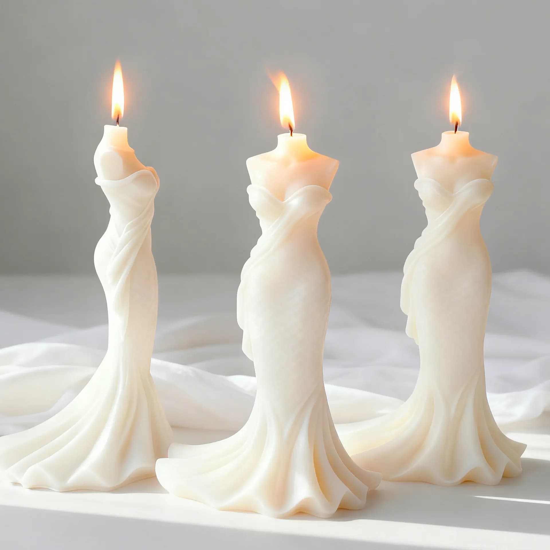Abito da sposa fai-da-te Stampo in silicone Fatto a mano Aroma Candela Ornamenti in gesso Stampi Donna Abito da festa Stampo per decorazioni di nozze
