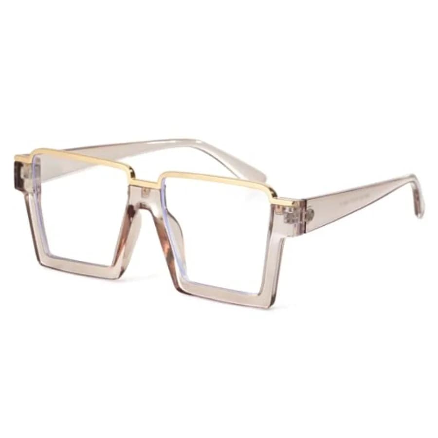 Mirkcittle Oversized Blue Lig Bloc Glasses Women Men Fas Clear Frame Square Compr Eyeglasses