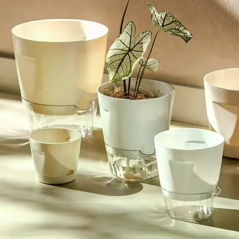 Self Watering Plant Pots Indoor Modern Plastic Planters For Orchid Herb Flower Home Office Decor