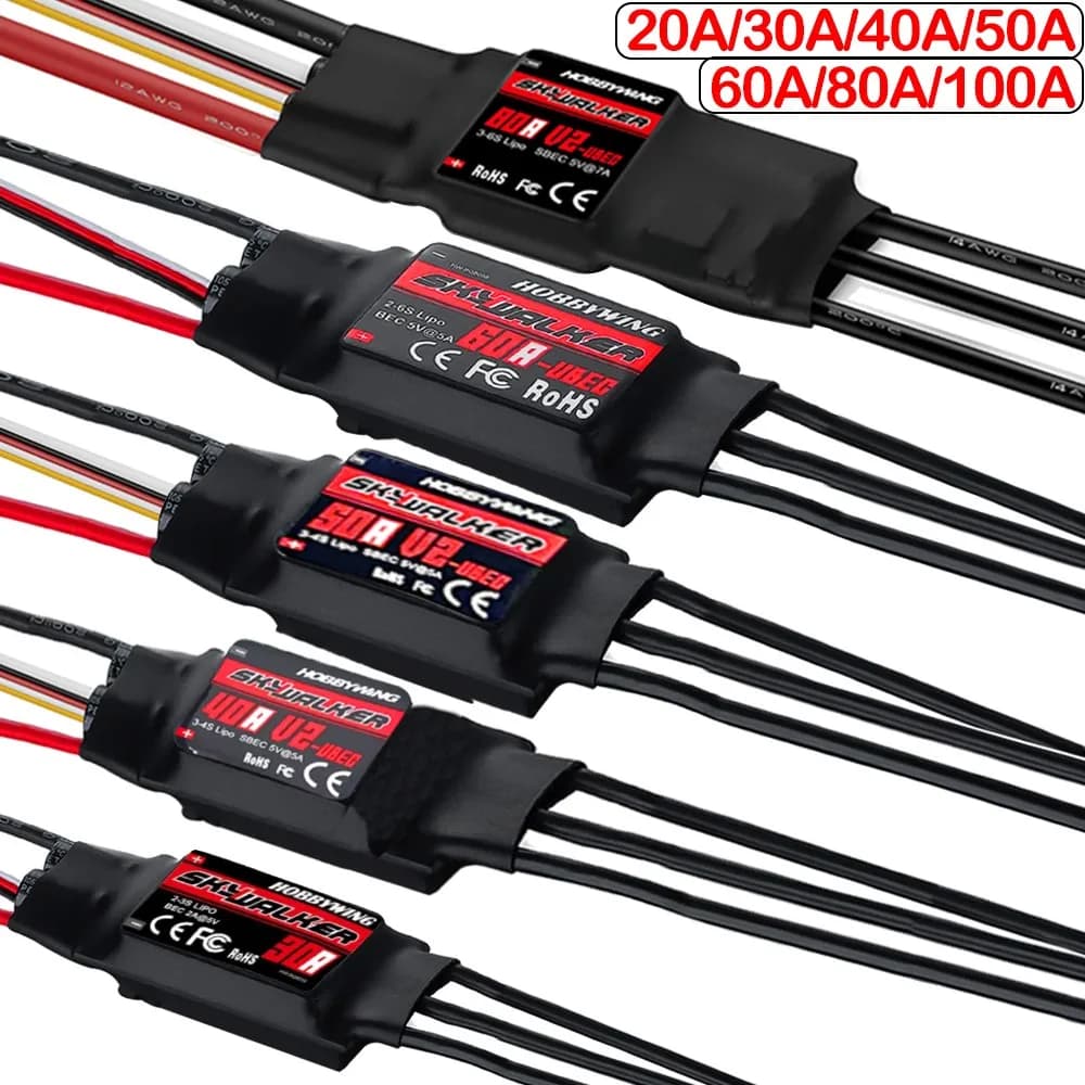Hobbywing Skywalker 20a/30a/40/50a/60/80a/100a/ Brushless Esc Speedcontroller With Ubec For Rc Fpv Quadcopter Air Helicopter