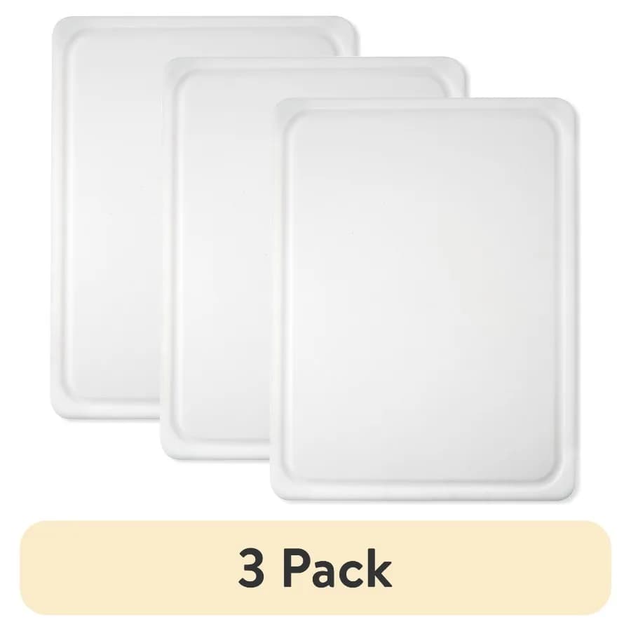 3 pack 15" X 20" White Polypropylene Non-Slip Cutting Board with Juice Groove