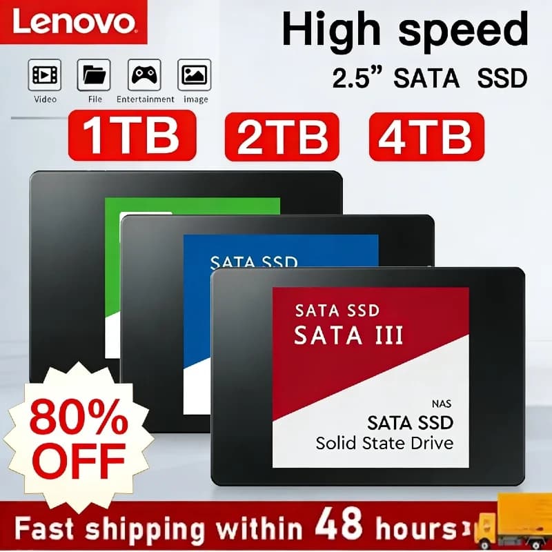 Nuovo SSD Portatile Lenovo 4TB USB 3.1, Unità a Stato Solido Esterna Ultra Veloce SATA III 2.5 Pollici, Archiviazione ad Alta Velocità per Laptop/Mac/PC