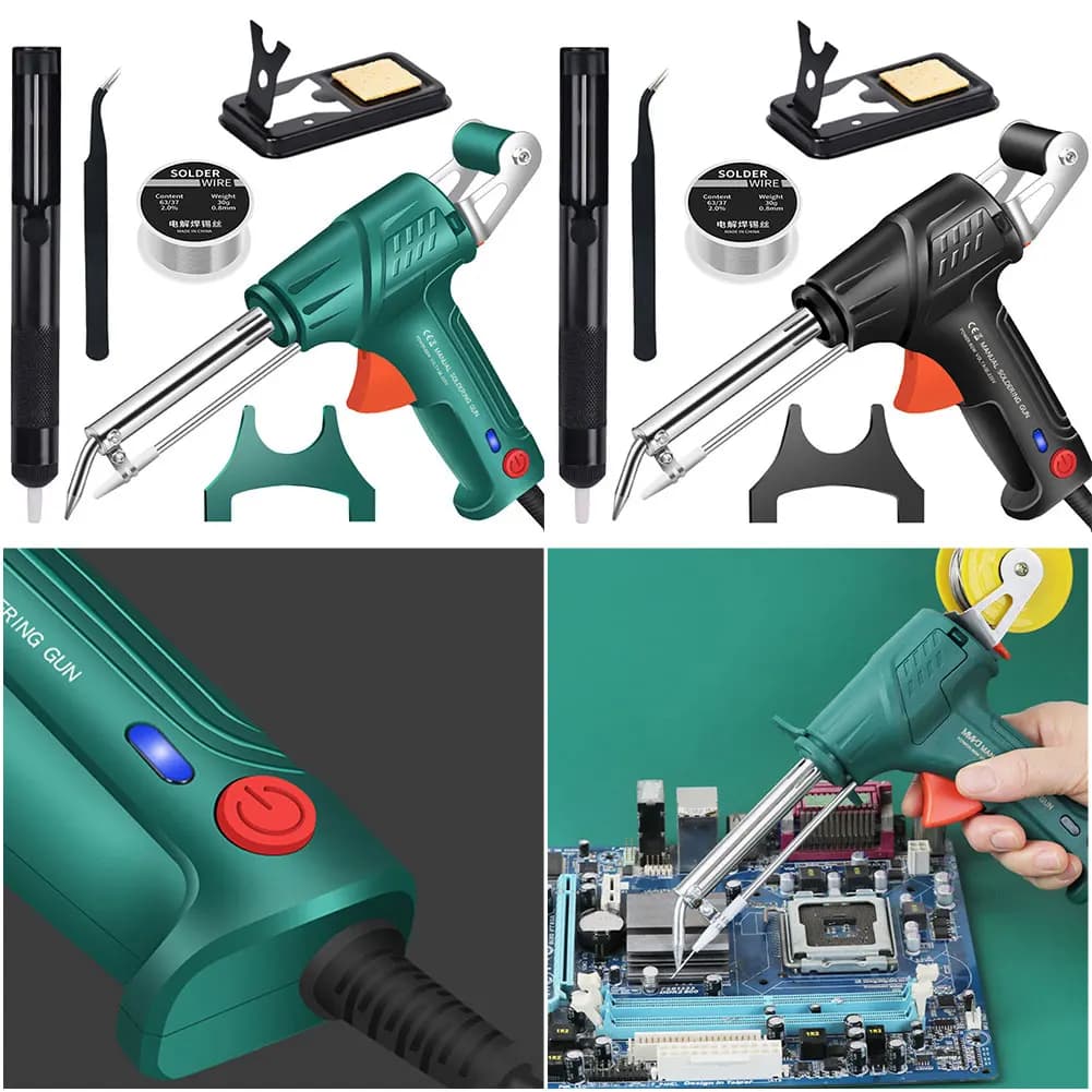 Kit per saldatore Filo per saldatura Pompa dissaldante Pinzette Set di pistole per saldatura Pistola per saldatura a caldo interno per riparazioni e fai da te