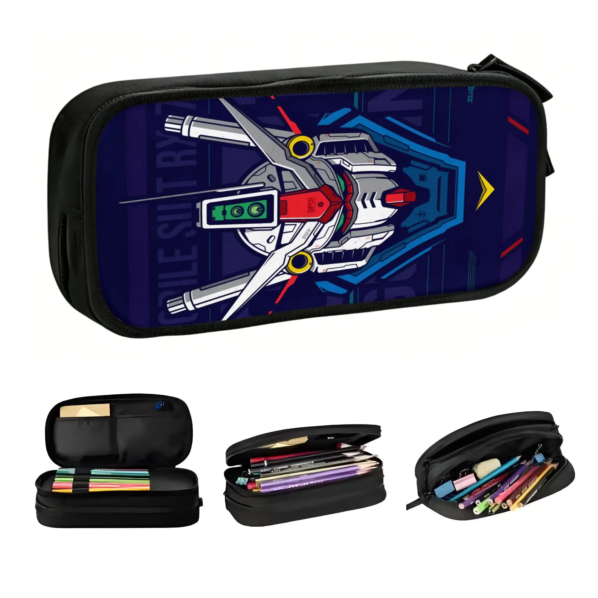 Gundams Cute Pencil Cases Men Women Large Storage Anime Pencil Bag Pouch Students Stationery