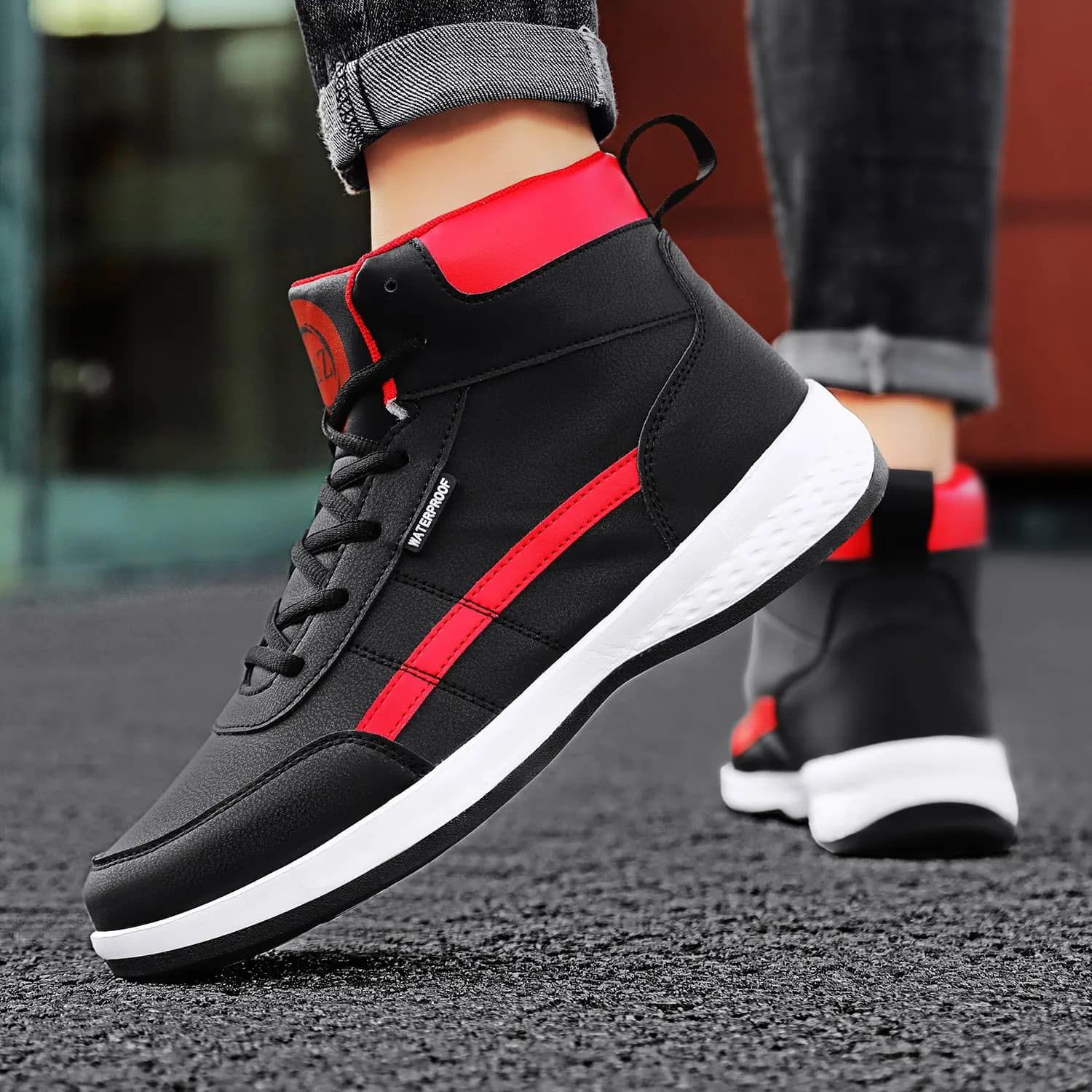 Scarpe da uomo in pelle Pu Sneakers Trend Casual traspirante per il tempo libero scarpe da ginnastica maschili calzature antiscivolo scarpe vulcanizzate Tenis Masculino