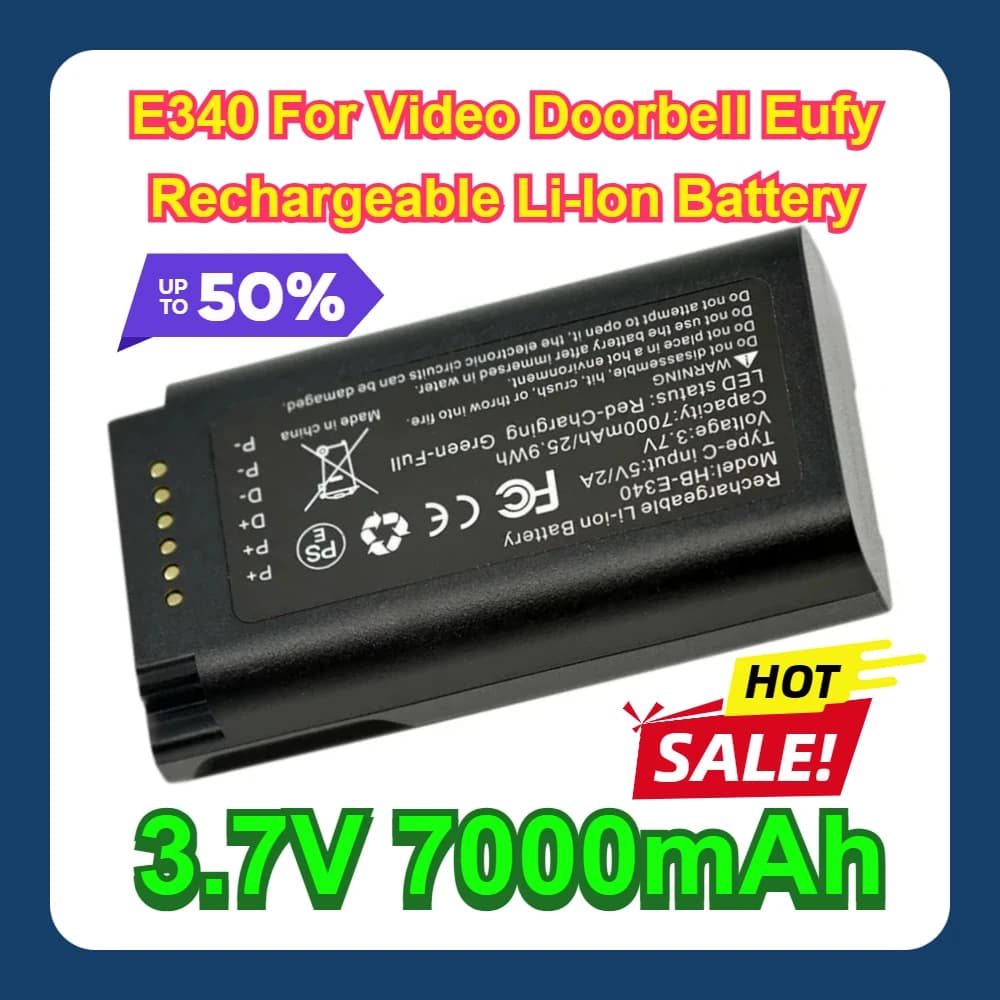 E340 Per videocitofono Batteria ricaricabile agli ioni di litio Eufy da 3,7 V 7000 mAh