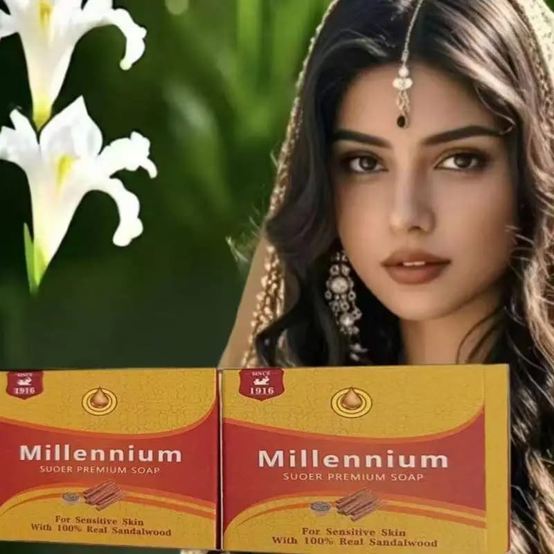 Importato dall'India Sapone in legno di sandalo Millennium Queen Sapone da bagno con olio essenziale naturale puro fatto a mano con fragranza di lunga durata
