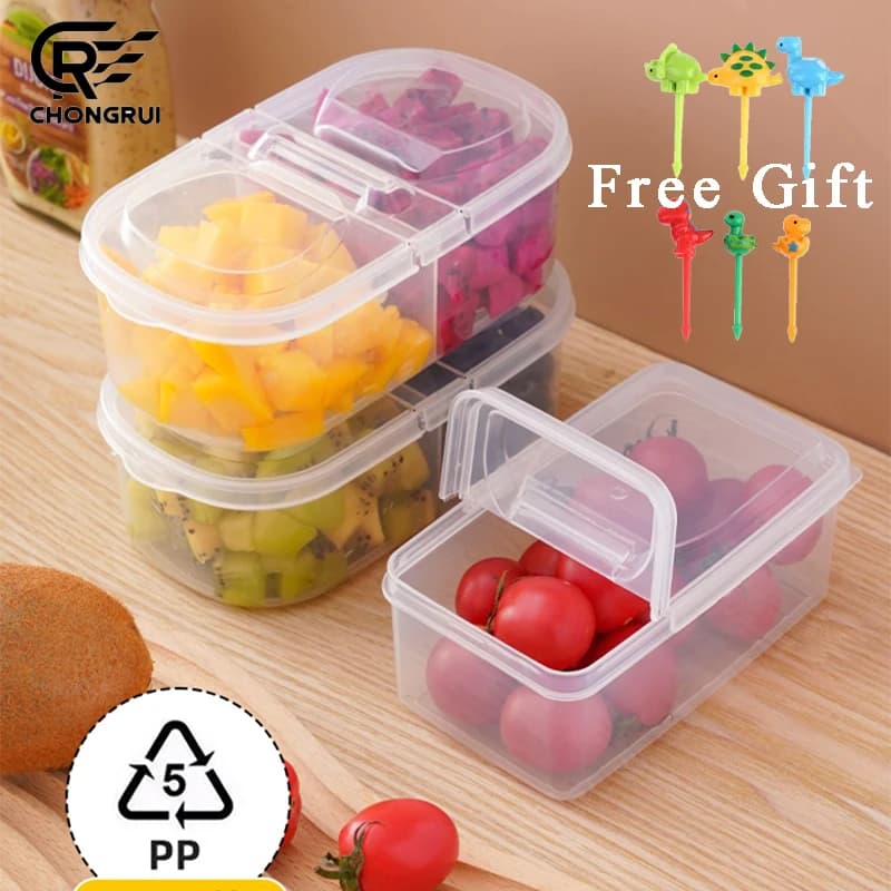 Contenitore Portatile Sigillato per Frutta con Set di 6 Forchette, Scatola per Alimenti Divisa di Grado Alimentare, Contenitore Pranzo Riutilizzabile per Bambini e Scuola