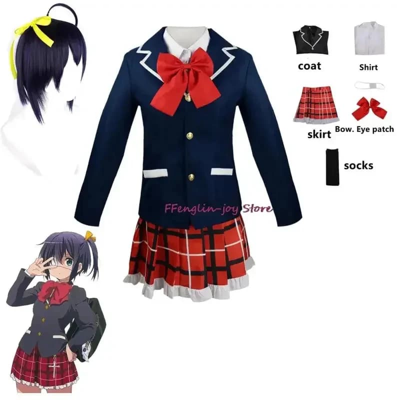 A;3\v,7'd/Anime Love Chunibyo other delusions Takanashi Rikka deomori Sanae cosplay costume wig adult woman skirts unix;4'v\7,h/