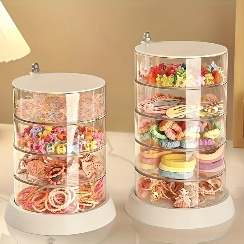 3/4/5 Layer Rotating Jewelry Organizer - Multilayer Plastic Storage Box, Transparent Display for Toiletry Rings
