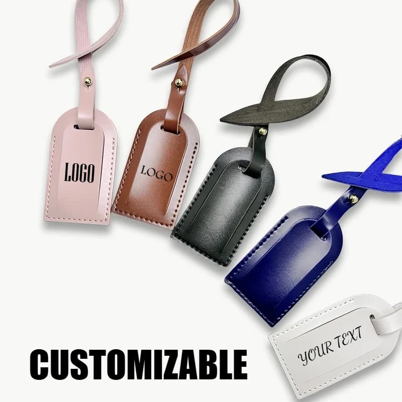 Laser Engraved PU Leather Bag Label Privacy Policy Custom LOGO Travel Bag Label Text Custom Bag Labels Company
