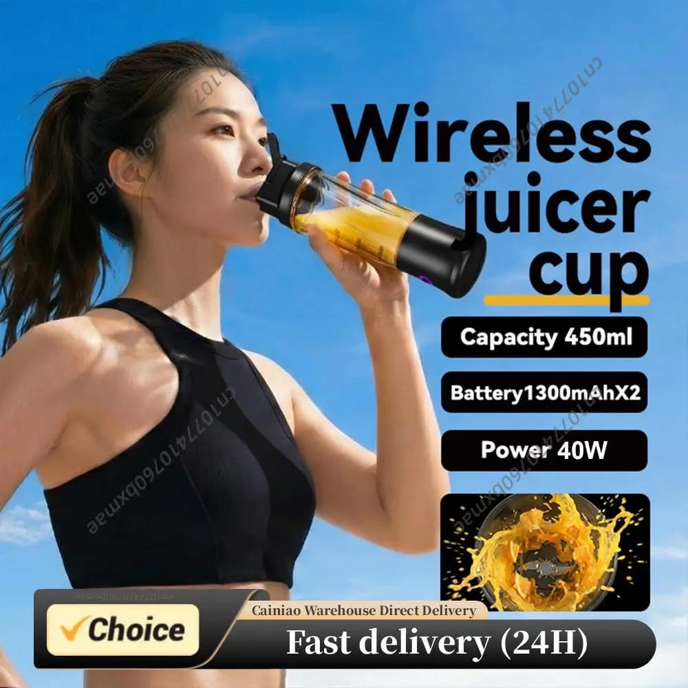Mini Small Blender Cup for Smoothies & Shakes 450ML Cordless Personal Blender USB-C Rechargeable for Kitchen Office Gym