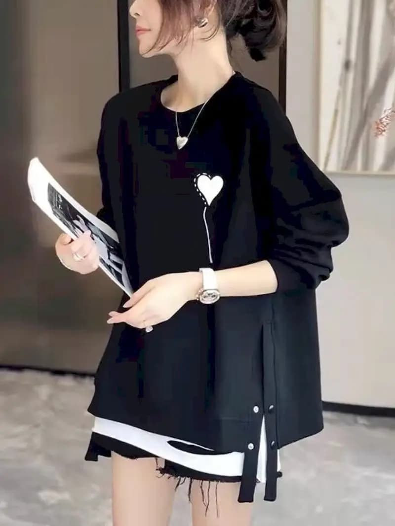Design Sense Petto Pullover Donna Felpe larghe oversize Autunno Inverno Tendenza Casual Peluche Addensare Pullover Y2k Vestiti