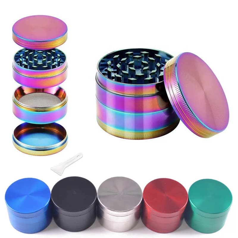 Smerigliatrice portatile per erbe in metallo da 40 mm Smerigliatrice manuale a 4 strati per spezie Mulino per sale Frantoio per pepe Erba cruda Smerigliatrice per tabacco Accessori per sigarette