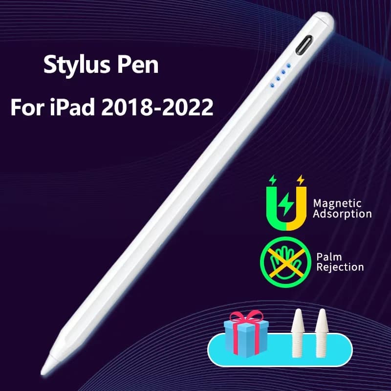 Penna stilo a ricarica rapida compatibile con iPad 2018-2022 Matita con funzione di rifiuto del palmo con indicatori di alimentazione a LED