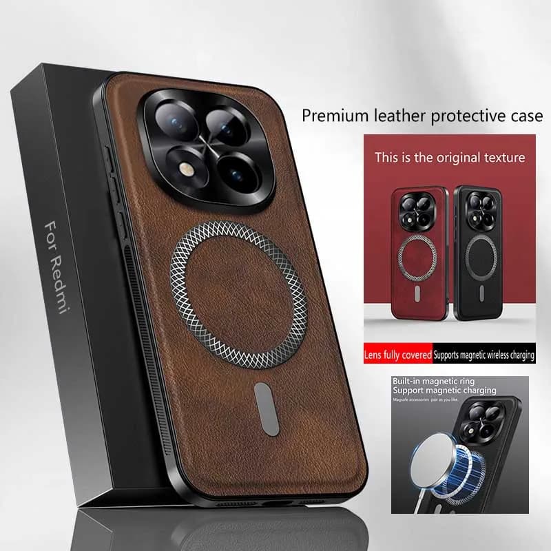 Custodia in pelle con ricarica wireless magnetica di alta gamma per Redmi Note 15 14 13 Pro Plus e Redmi Note 12 Pro