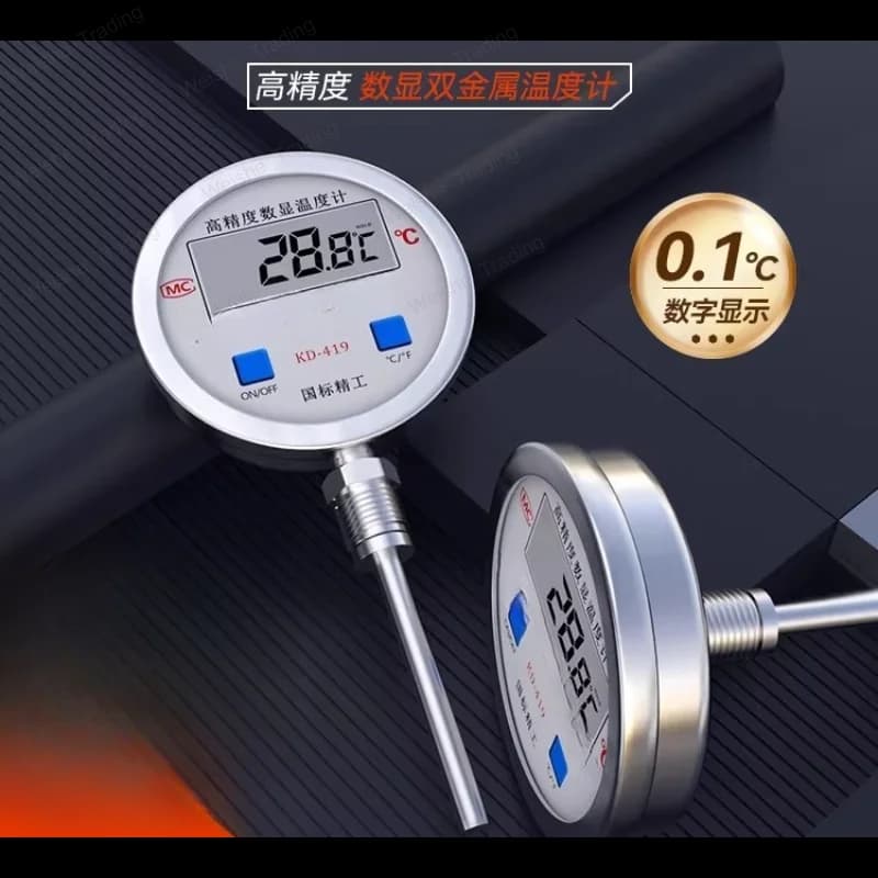 Digital Thermometer Bimetallic Industrial Stainless Steel for Caldaie