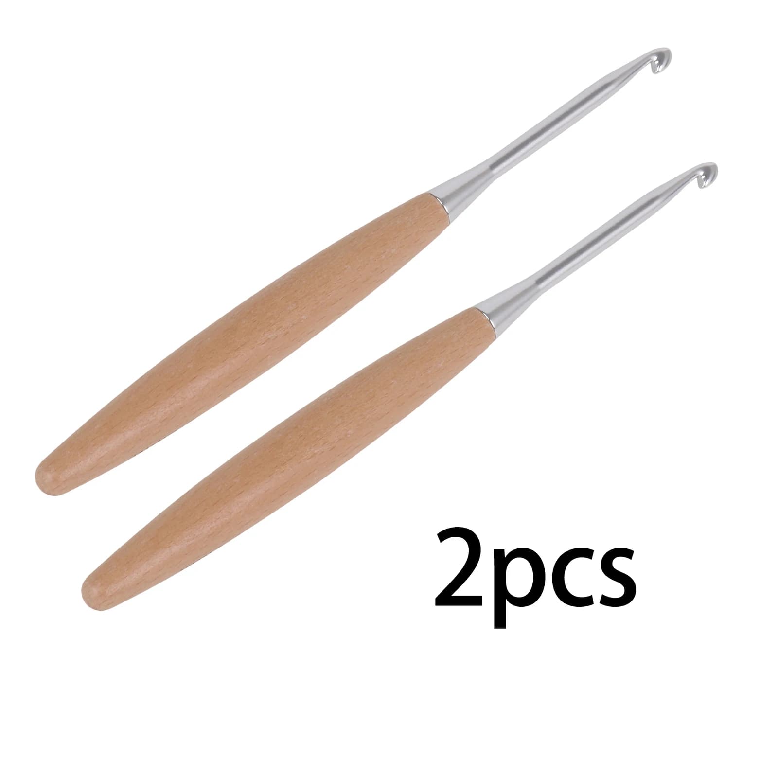 2pcs Wooden Handle Crochet Hook, 5mm, Suitable for Necklace Making