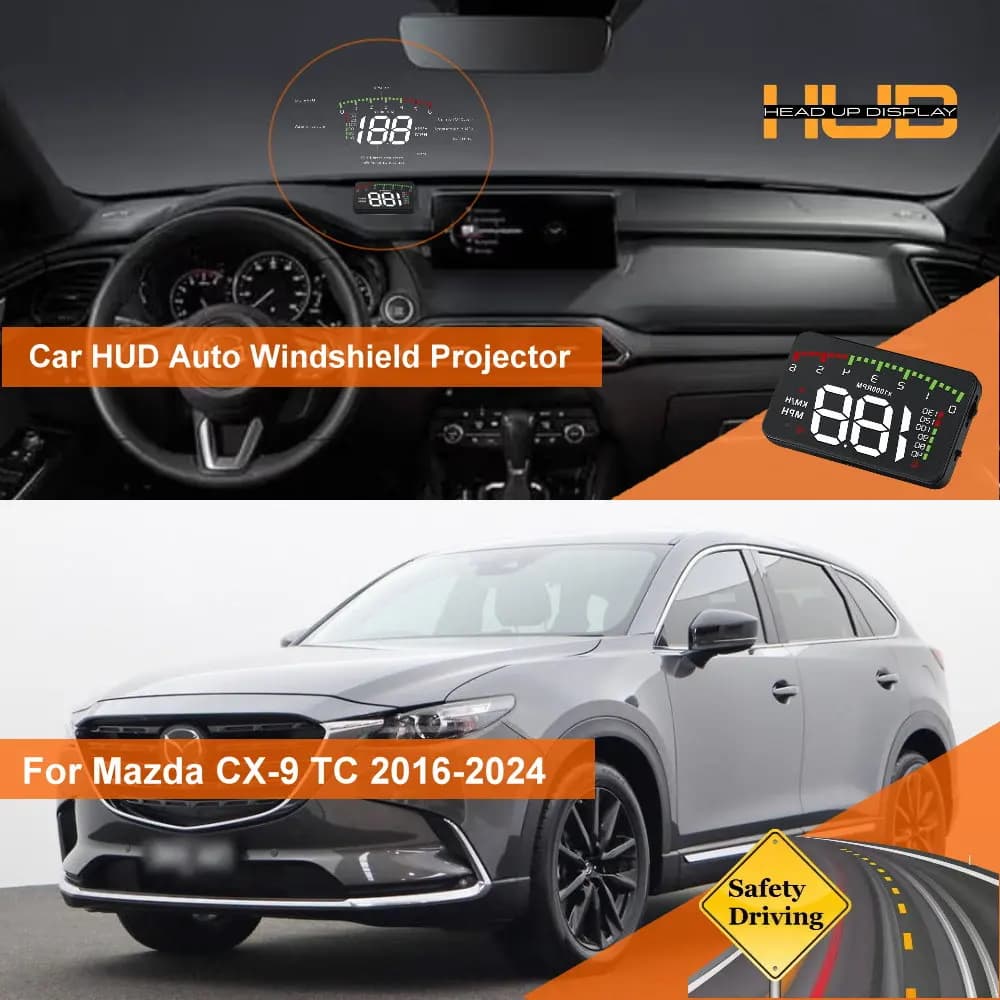 Car Head Up Display HUD For Mazda CX‑9 TB 2006-2016 TC 2017-2024 Auto Windshield Projector Accessories